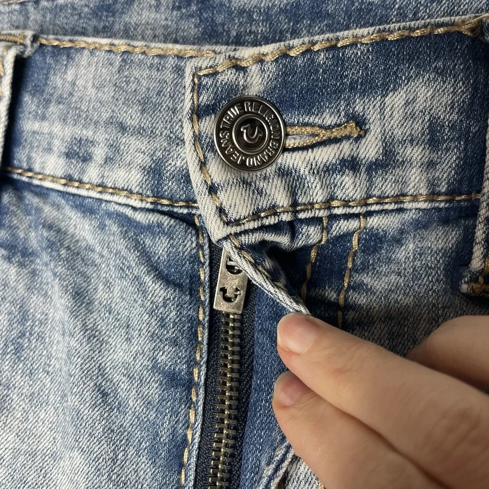 True Religion Cut-Off Shorts Men's 36 Light Wash Denim Vintage Distressed Grunge